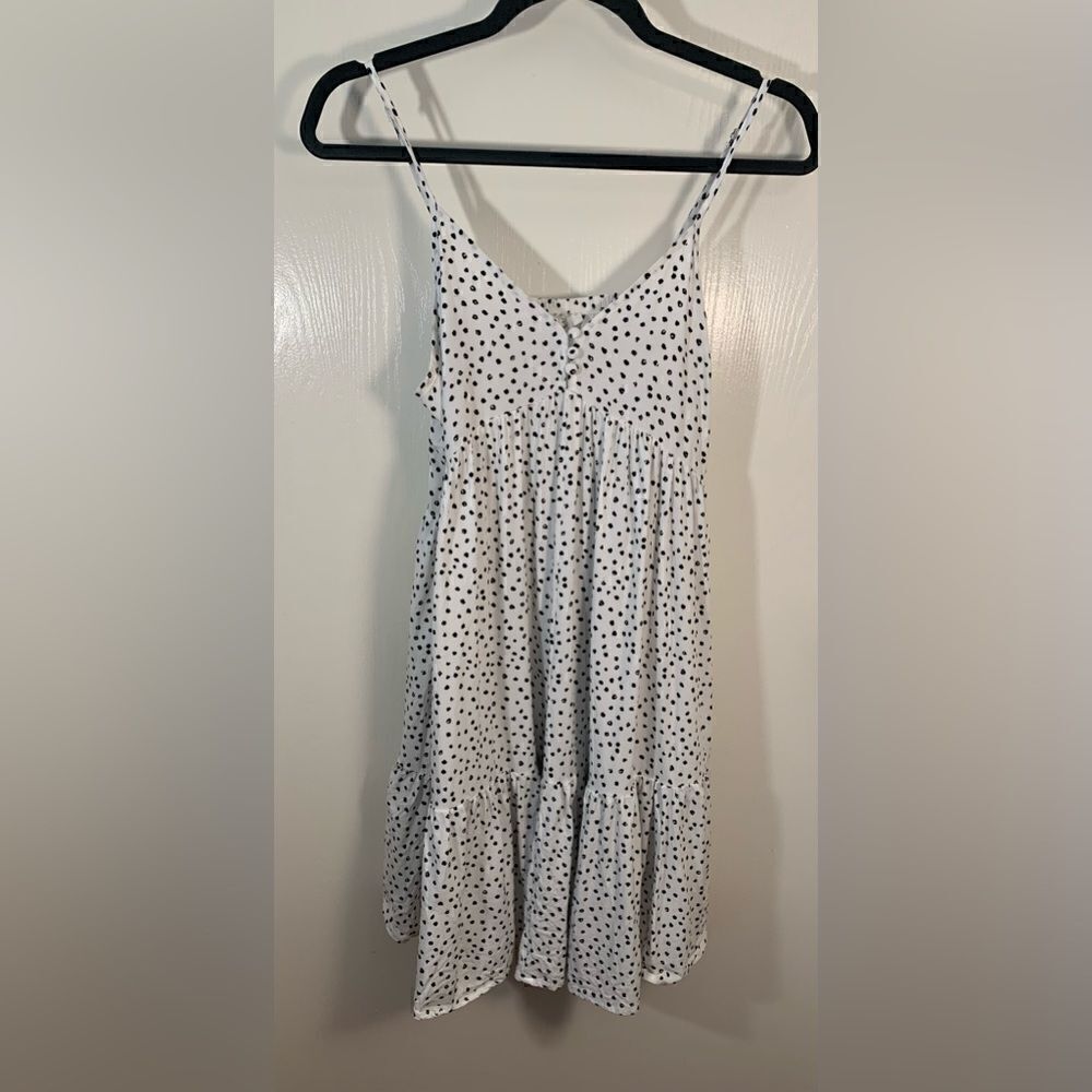 Jodifl EUC white/black dot cloth button babydoll dress Size Medium